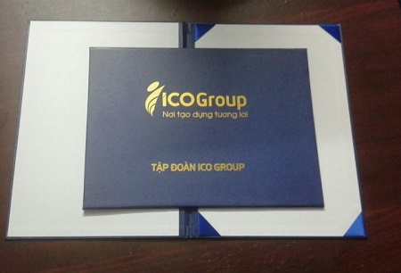 Bìa kẹp chứng chỉ in logo ICO Group