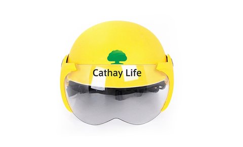 Mẫu in logo lên mũ bảo hiểm Cathay Life