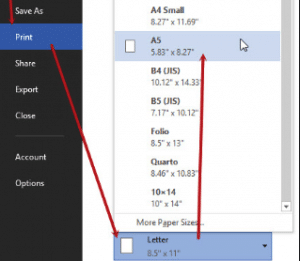 Cách chuyển khổ giấy A4 sang A5 trong word 2010 Chuyển khổ giấy a4 sang a5 trong page setup bước 2