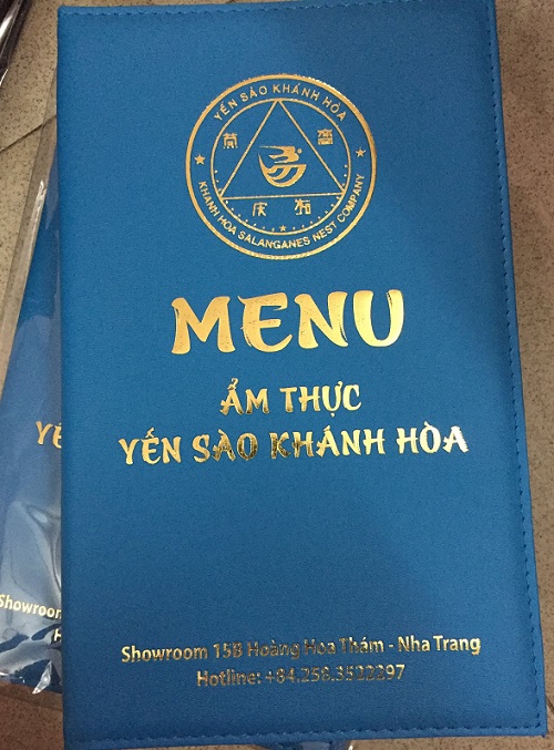 Bìa menu da nhà hàng yến sào