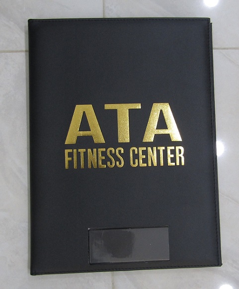Bìa trình ký da Ép Logo ATA Fitness