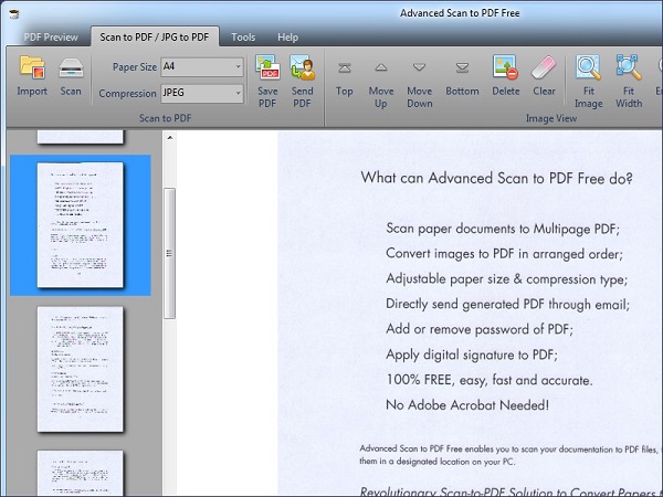 phần mềm Advanced Scan to PDF Free