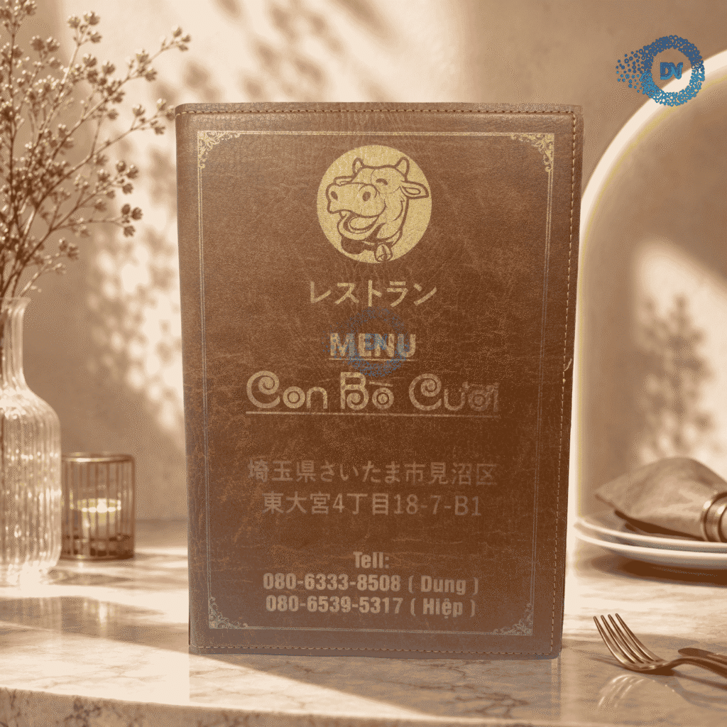 Bìa thực đơn Con bò cười