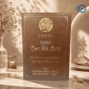 Bìa thực đơn Con bò cười